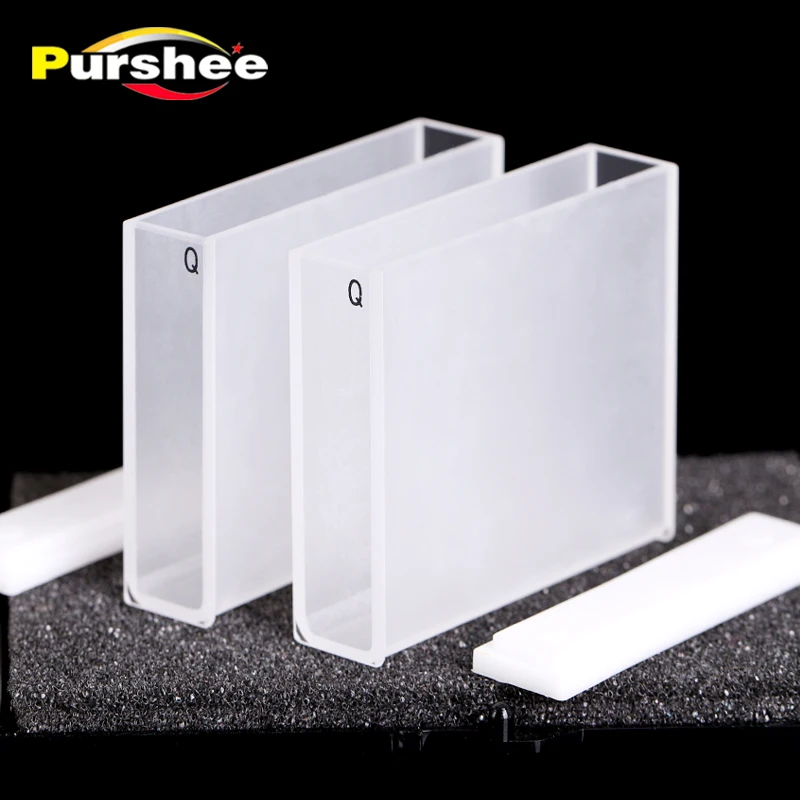 2Pcs 50mm Path Length Cuvette 2 Sides Clear High Trans Optical Glass/JGS1 Quartz/JGS3 Quartz Spectrophotometer Lab Sample Cell