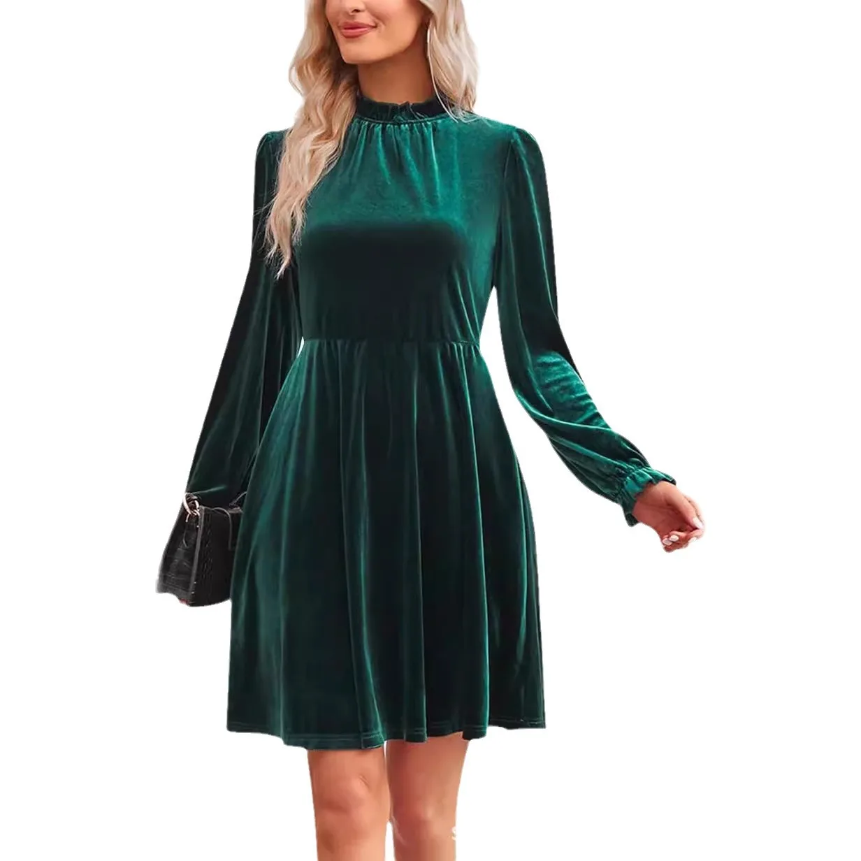 

Элегантная мини-юбка А-силуэта из бархата для женщин, весна 2025: модная плиссированная юбка средней длины, однотонная, не требует глажки