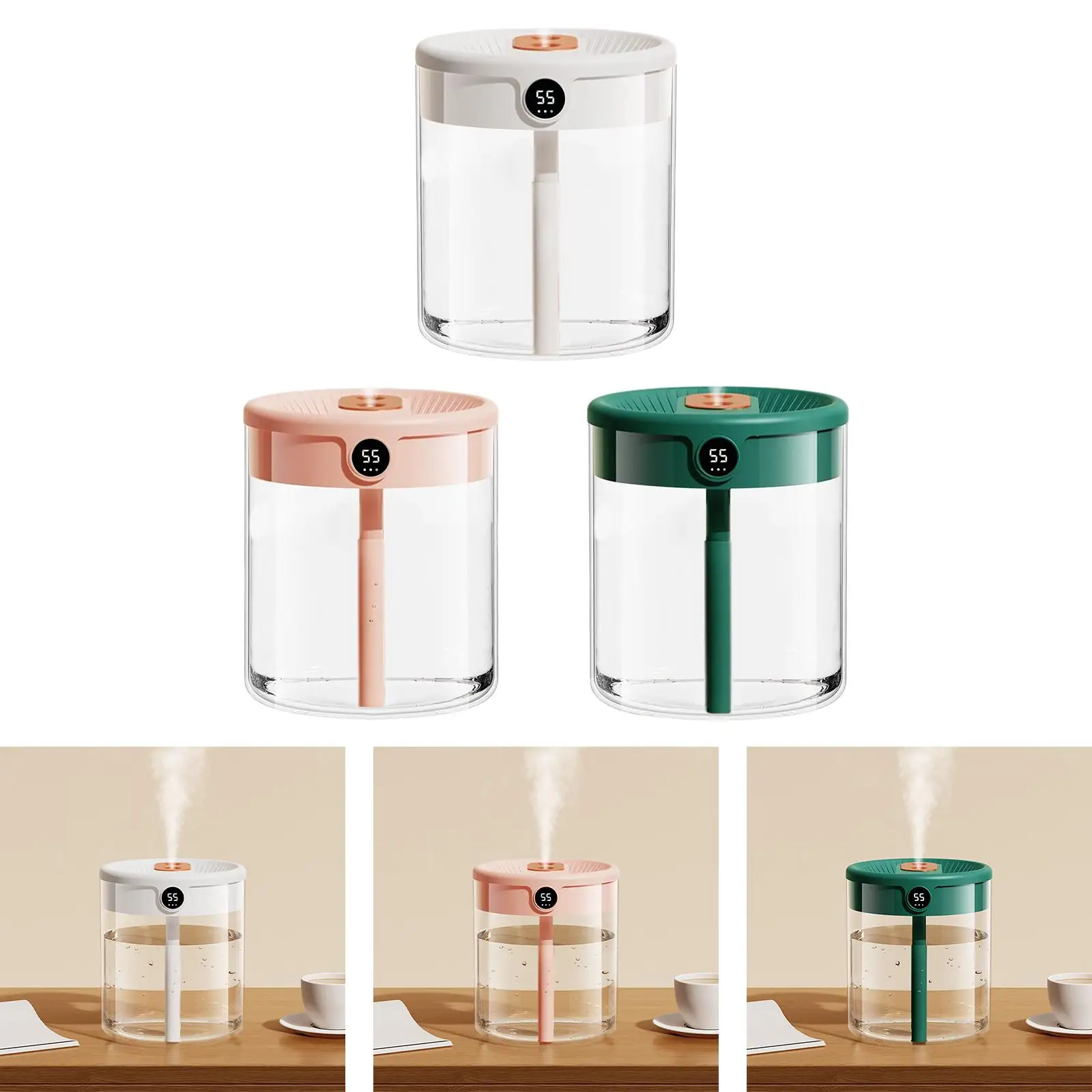 فوهات تشغيل هادئة لمرطب الهواء، موزع شخصي سعة 2 لتر للسفر