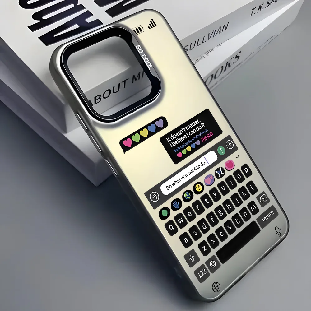 Funda de teléfono con interfaz de Chat, creativa y fresca, para iPhone 16, 15, 14, 13, 12, 11 Pro Max, negro mate, Multicolor, láser, metálico, Aurora