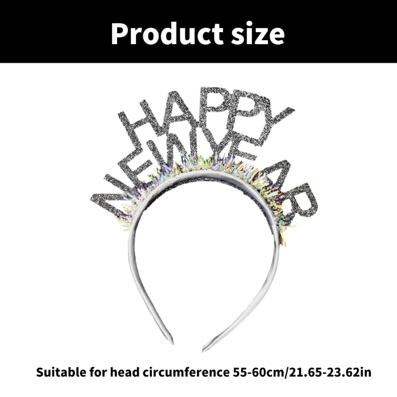 New Year Headband Photo Props Fun Hair Hoop Tinsel for Party Christmas New Year