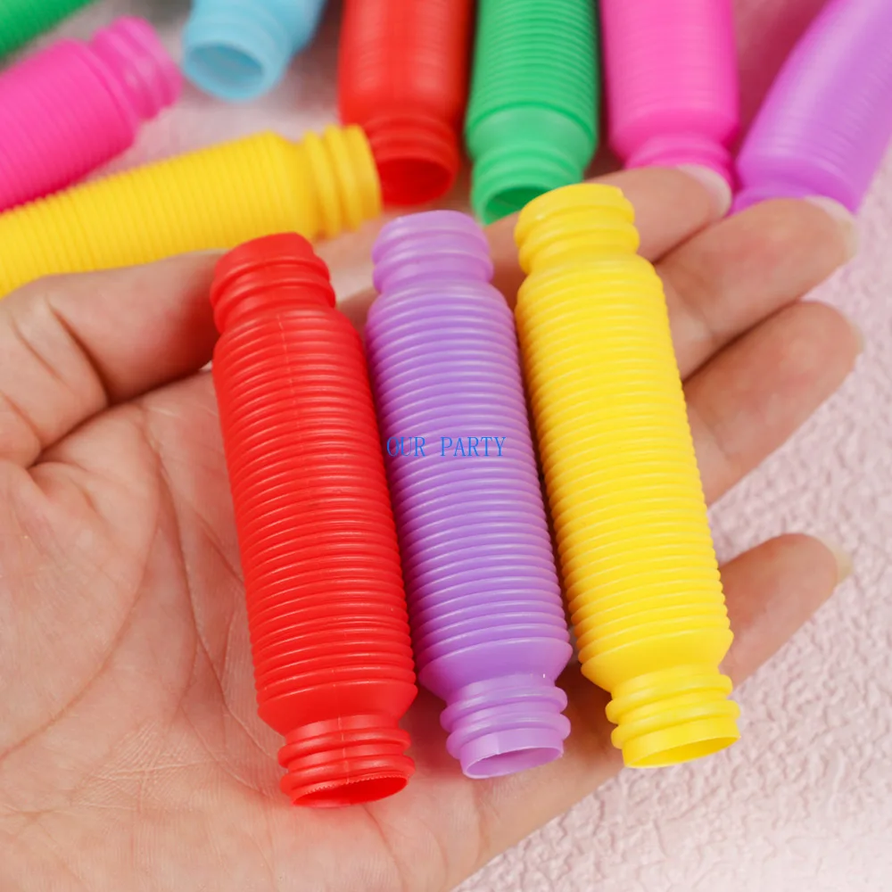 20Pcs Colorful Mini Stretch Pop Tubes Pipe Fidget Sensory Antistress Toy for Kids Birthday Party Favors Pinata Filler Goodie Bag