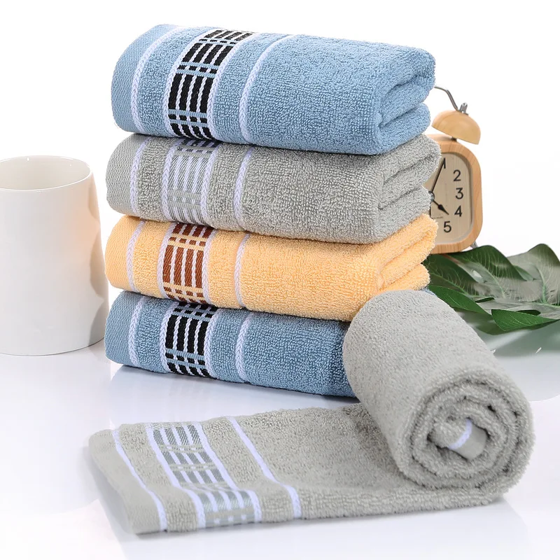 2pcs Plain jacquard striped towel absorbent home daily gift couple face towel Bathroom travel sports Absorbent towel 34x74cm