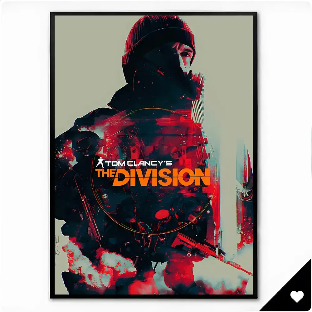 Gritty Tactical Game T-Tom Clancys The Division Poster Framed Wall Art Painting for Living Room Interior Decor and Gift Options