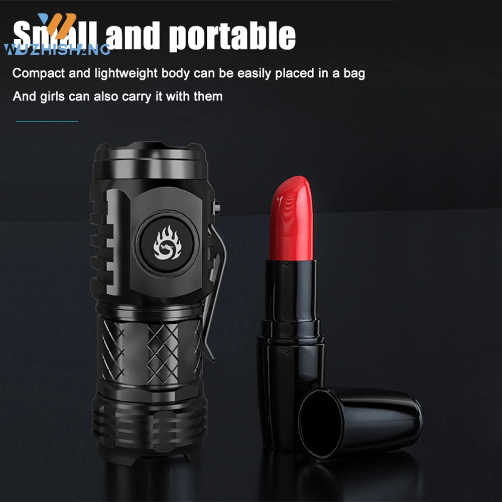 MINI Powerful LED Flashlight USB Rechargeable Strong Light Torch With Built in 18350 battery Portable Camping Fishing Lantern