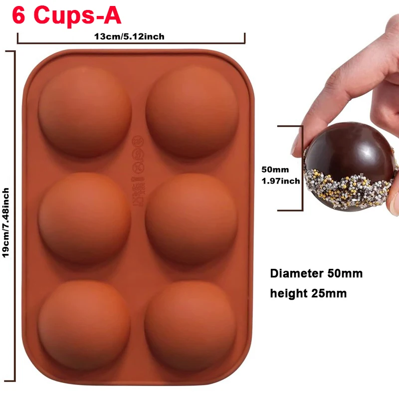 Halbkugel-Silikon-Schokoladenform, halbe Kugel, Kuchenform, Silikonkuppel, Backformen, DIY, Pudding, Süßigkeiten, Gelee, Küche, Backwerkzeug