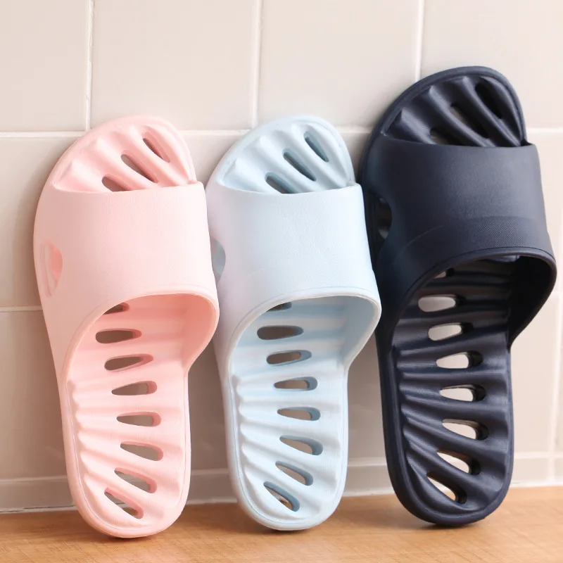 Bathroom Cheese Slides Summer Eva Slippers Women Leaking Sandals Shoes For Men Soft Anti-Slip Flip Flops Couples Indoor Slipper