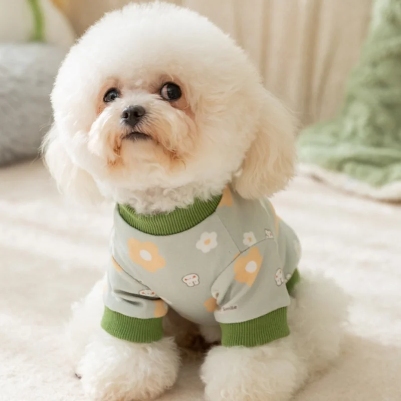 Fashion Cartoon Print Dog Shirt Autumn Dog Pullovers Cute Puppy Costumes Warm Cat Sweatshirt Pet Shirt Bichon Frise Dog Clothes