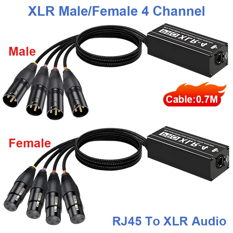 RJ45 на 4-канальный XLR/DMX Audio STP RJ45 Cat5 Ethernet-удлинитель XLR-удлинитель приемопередатчик для живой сцены, студии звукозаписи