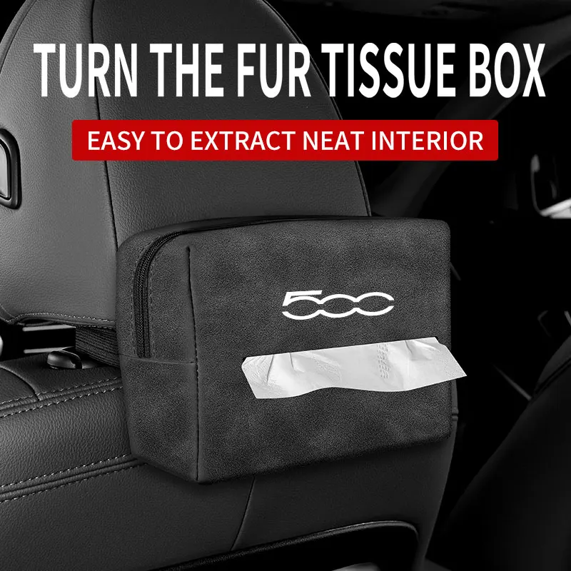 

Pop Car Suede Tissue Bag Protector Cover For Fiat Abarth 500 Abarth 124 Car Seat Back Tissue Box Interior Accessories