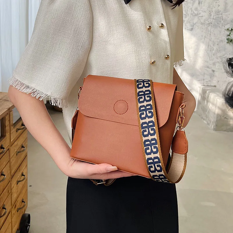 Solid Leather Tote Crossbody Bag for Women 2023 Tend Female Vintage Shoulder Side Bag Quality Female Handbags and Purses