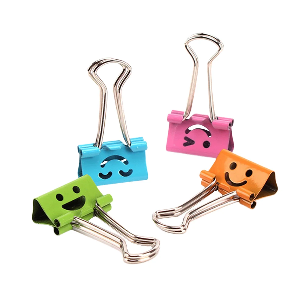 40/80pcs Binder Clips Smile Face File Paper Clip Document File Paper Clamp Office School Stationery Supplies