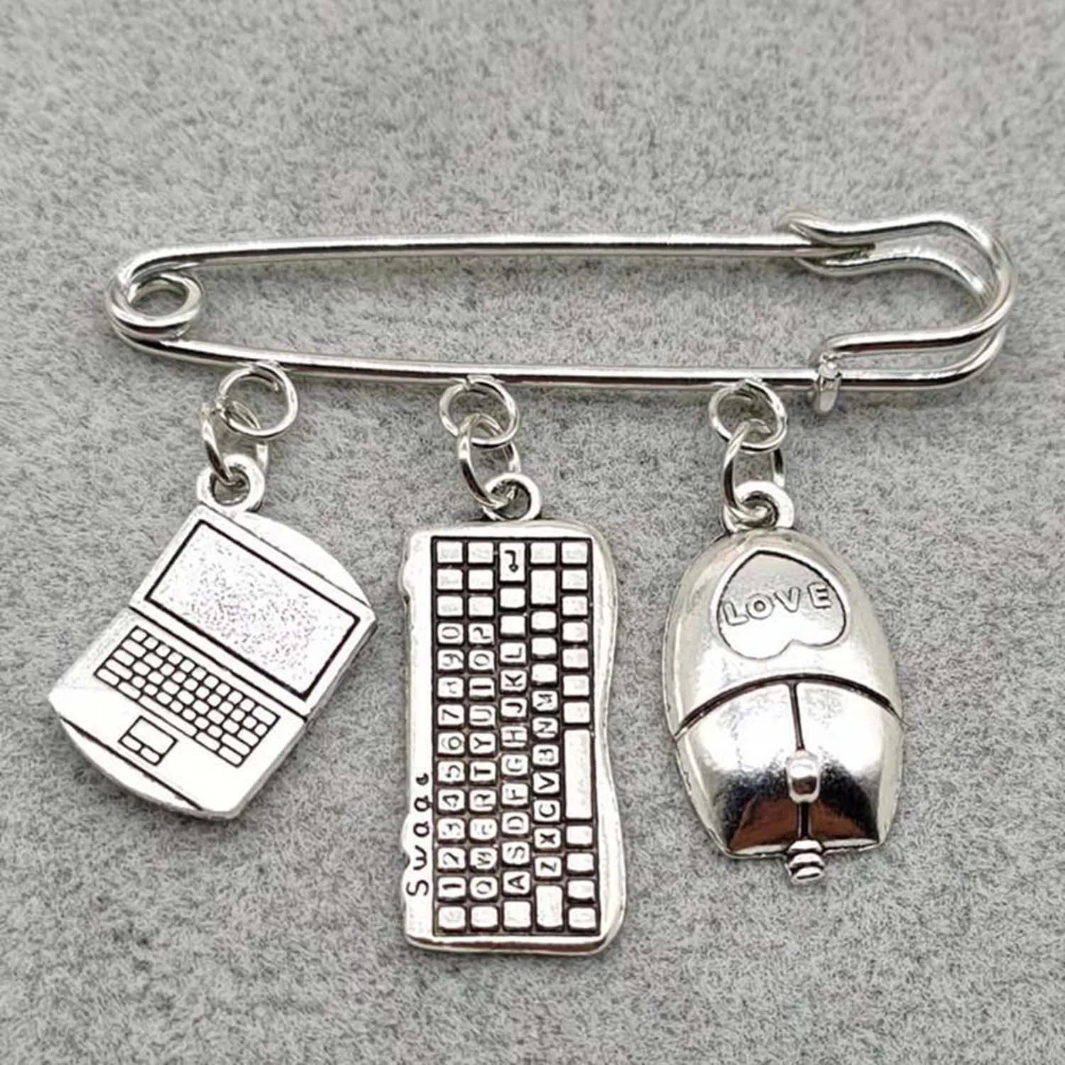 DIYジュエリー作り用の合金エンジニアリングペンダント、コンピューター、キーボード、マウス、計算機、チャーム、アクセサリー、10個、12個