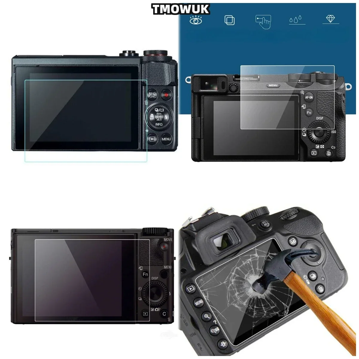 

For RX100 RX100IV RX100VII A9 A9II - Anti-Scratch Tempered Glass LCD Protector, 9H Quality