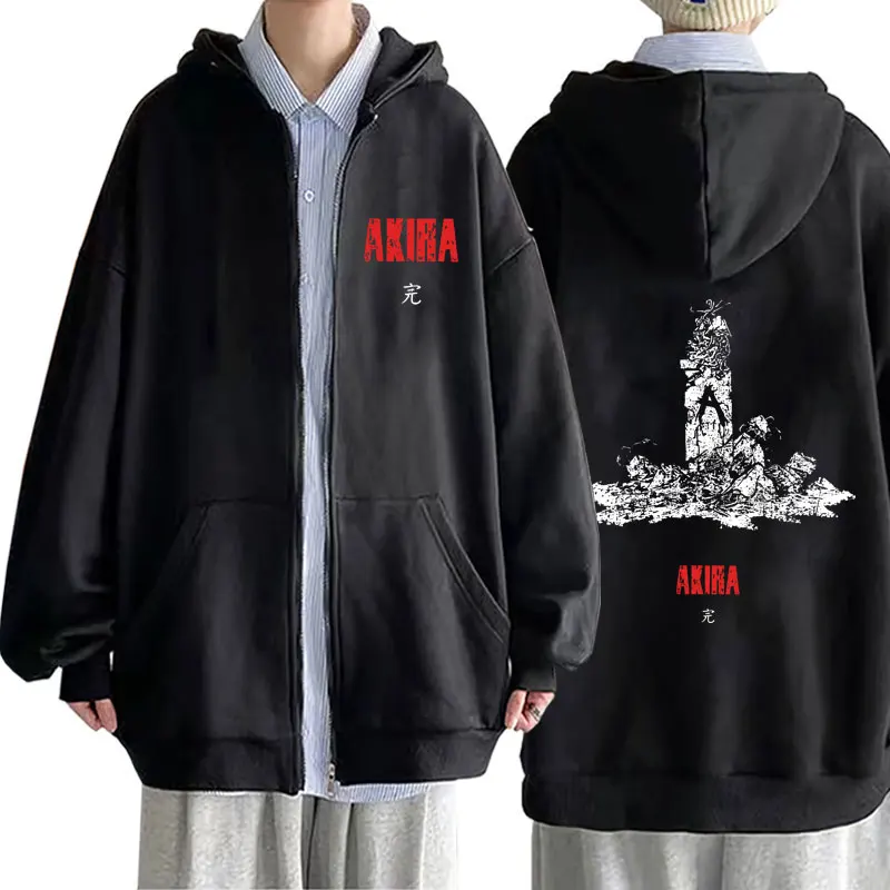 

Japanese Science Fiction Cartoon Movie Anime Akira Shotaro Kaneda Graphic Zipper Hoodie Men Manga Oversized Zip Up Sweatshirt