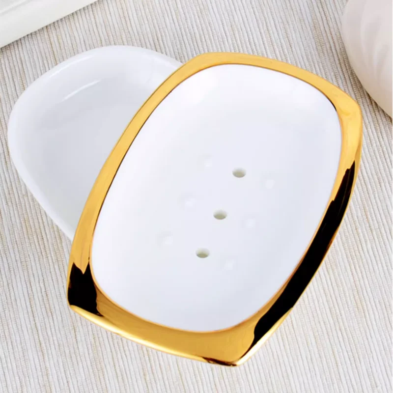 Bathroom accessories Bone porcelain soap dish Bathroom soap box Creative double layer drain fertilizer soap rack