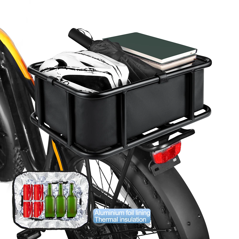 NEWBOLER E-Bike Gepäckträgertasche aus Eisen, Große Kapazität Fahrradkorb für Outdoor-Reisen, Einkaufen, MTB und Rennräder – Detail 17