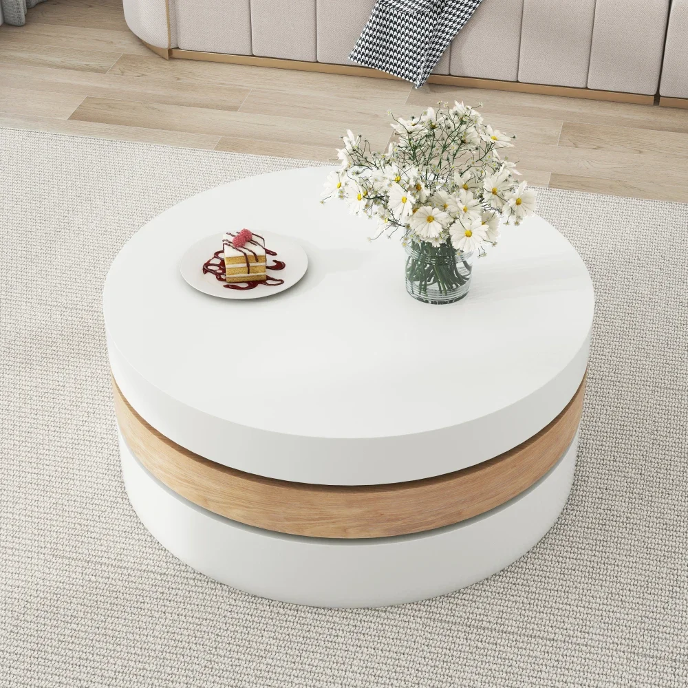 Moderner zylindrischer Couchtisch 360° ° Drehbare Wohnzimmermöbel mit einer Kapazität von 30 kg – Detail 4