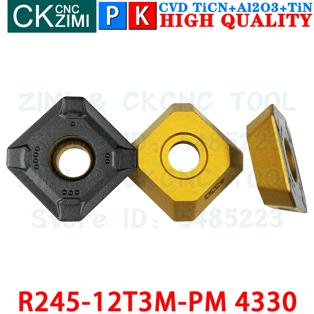 10 buah R245-12T3M-PM 4330 R245 12T3M PM 4330 Sisipan Karbida Alat Sisipan Penggilingan Mesin penggilingan logam CNC Alat Sisipan Penggilingan Wajah yang Dapat Diindeks