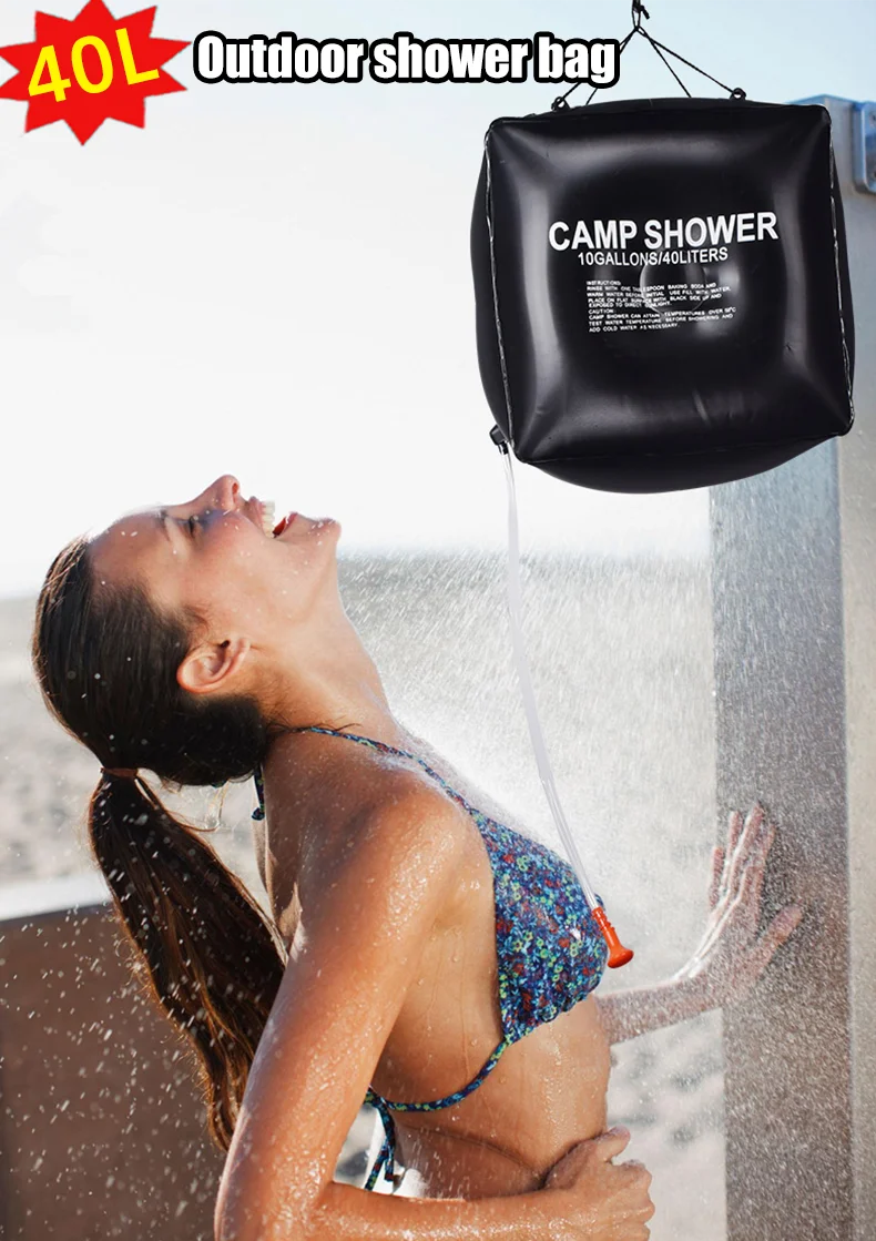 40L Outdoor-Badetaschen mit UV-Schutzbeschichtung, PVC-Solardusche mit Kunststoffschlauch, Outdoor-Badewassertasche zum Aufhängen – Detail 7
