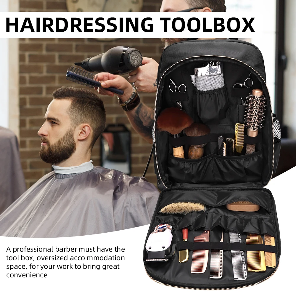 Professional Barber Storage Organizer Bag Multifunctional Adjustable Strap Travel Backpack for Salon Barber Shop Tools