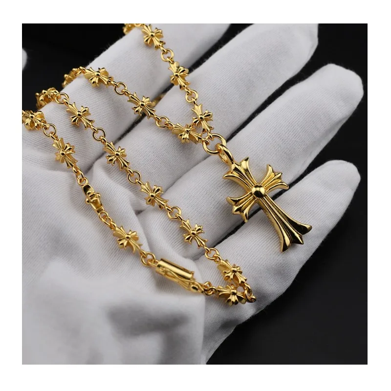 

Chaoxuan Gold Retractable Cross Sweater Necklace Light Luxury Cold Wind Diamond Versatile Necklace