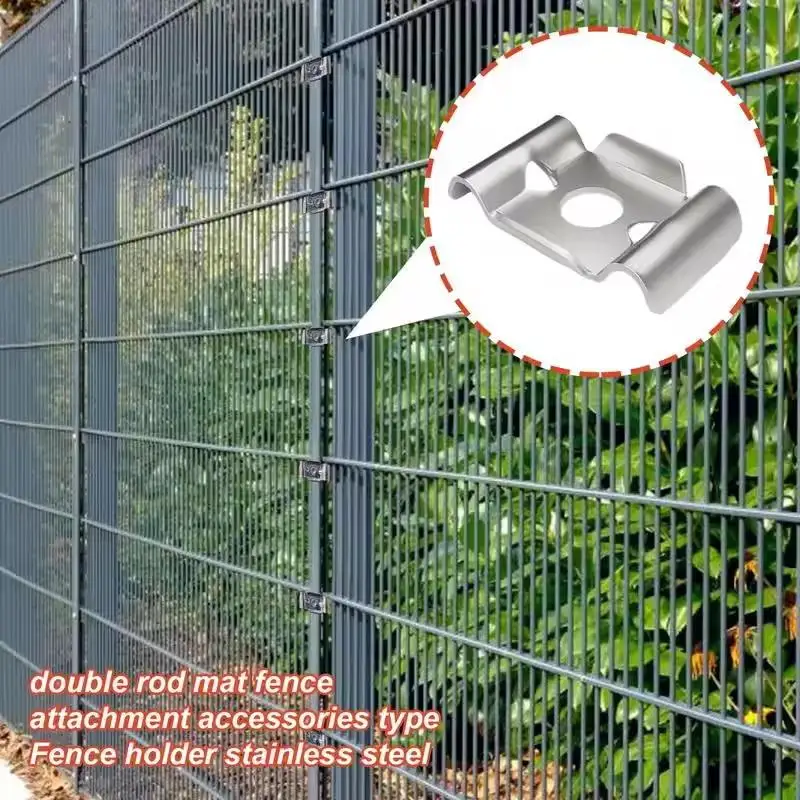 Fence Attachment Clamps 10X Stainless Steel Mesh Fence Bracket Holder Anti-theft Design Barrier Attachment Fixing Metal Bracket