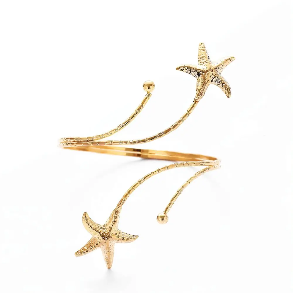 Chic Upper Arm Cuff Bracelet Trendy Metal Snake Leaf Flower Butterfly Starfish Jewelry For Women Vacation Accessory