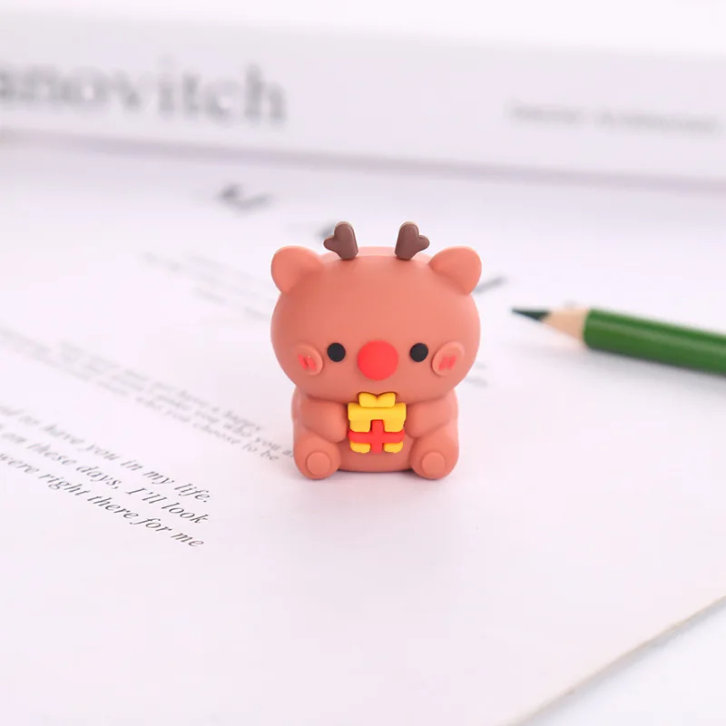 2026 عام عيد الميلاد براية أقلام لطيف دليل صغير لينة المطاط براية أقلام شجرة عيد الميلاد الإبداعية براية أقلام