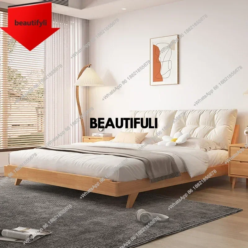 

Двуспальная кровать Q181 Nordic Luxury с изголовьем, дерево, белая, современная, 180x200 см, размер Queen, для спальни, виллы, матрасная, для двоих, мебель для спальни
