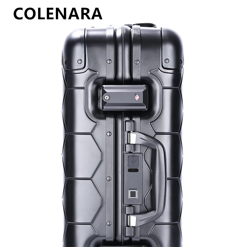 COLENARA Men's Suitcase All Aluminum Magnesium Alloy Boarding Box 20 Inches Business Trolley Case Carry-on Travel Luggage