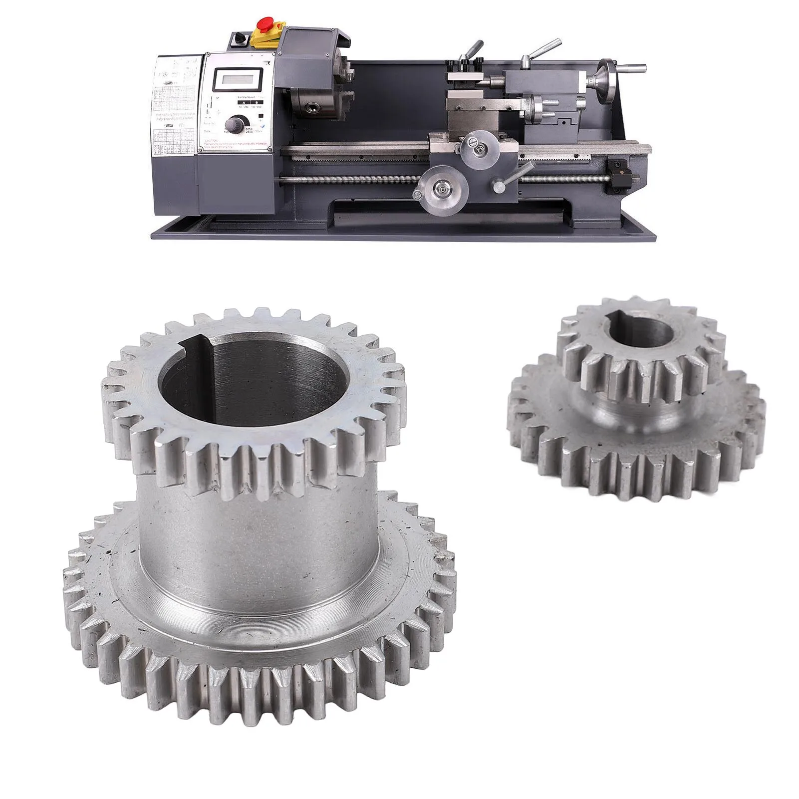 

Lathe Duplicate Gear Metal Gear Set 2 Speed High Low Duplicate Gear Replacement for 0618 7x12 7x14 Mini Lathe