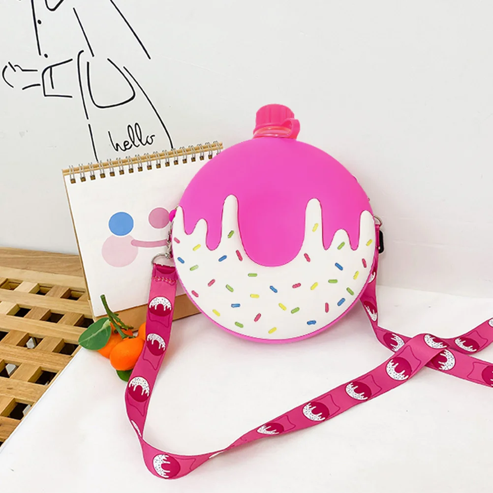 

1 pc Portable Water Bottle 320Ml Cute Doughnut Pattern Silicone Kids Drinking Cup Compact Travel Children Water Container