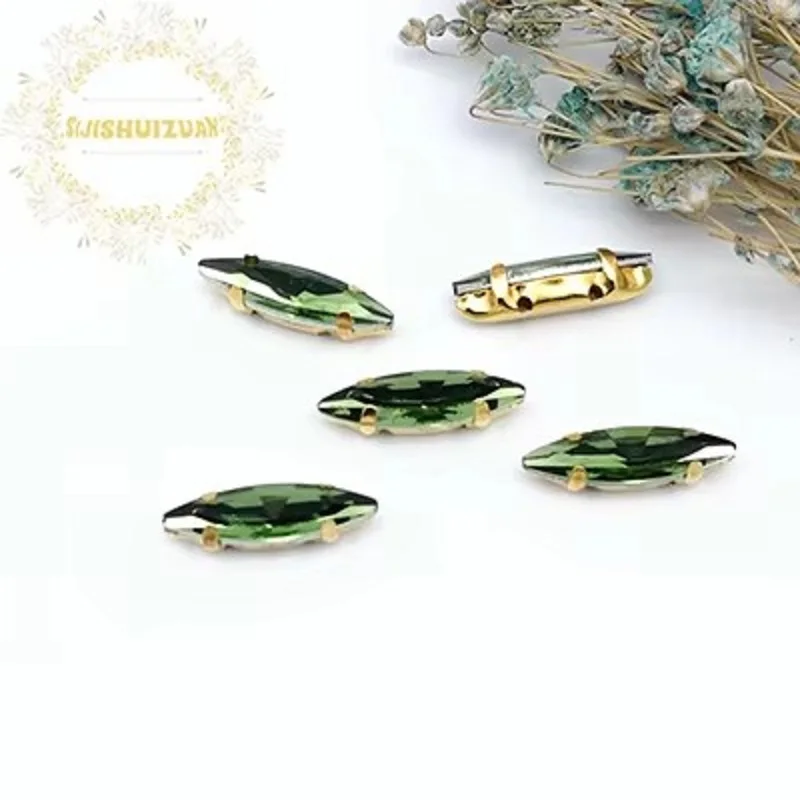 4*15mm Mix color horse eye shape Glass Crystal sew on rhinestones silvery claw for Diy shose accessories