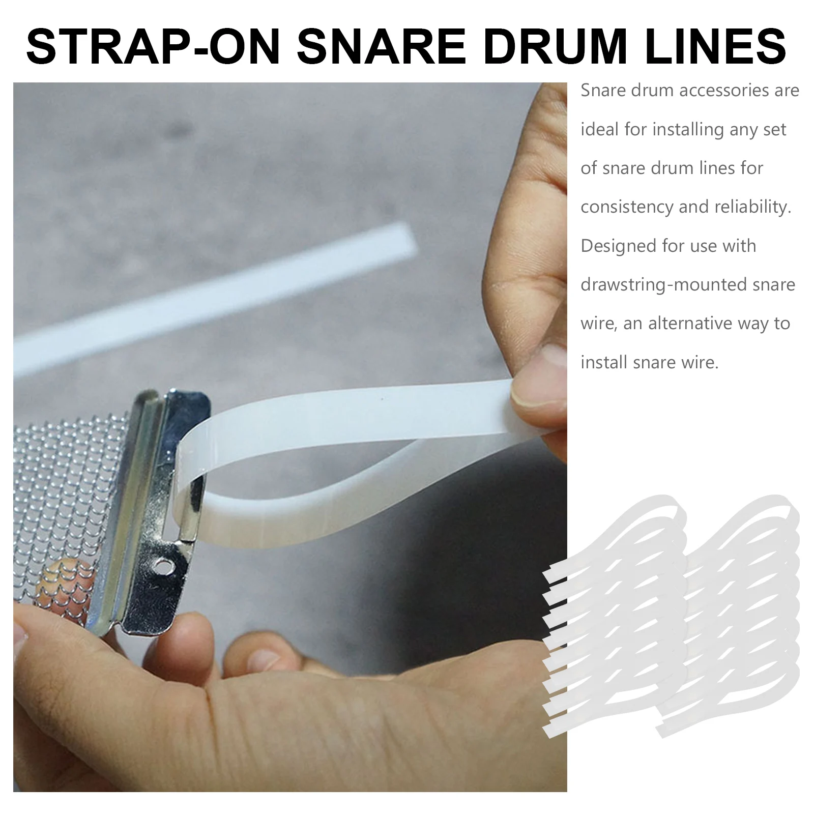 

20 Pcs Snare Wire Straps Accessories Fixing Strap Strong Tension Belt for Snare Drum Jazz Drum Spring Binding Cord