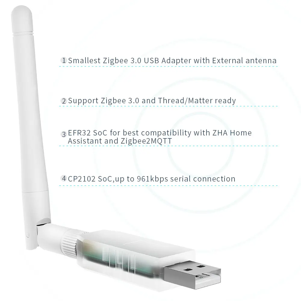 Adaptador USB para Zigbee 3.0, SMLIGHT SLZB-07, Rosca Menor, Matéria Funciona com Zigbee2MQTT, Assistente Doméstico, ZHA