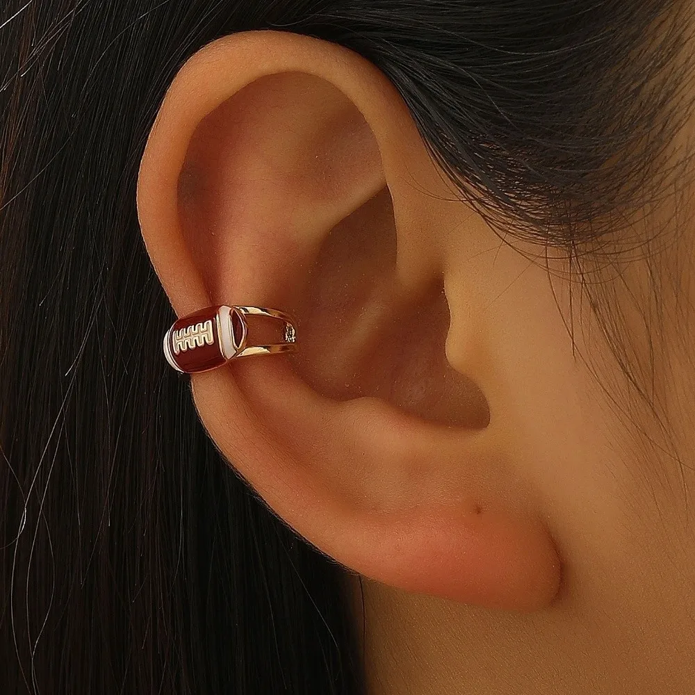 Colourful Adjustable Finger Ring Copper Dopamine Football Ear Clips Spherical Shape Vintage Sports Balls Shaped Open Rings