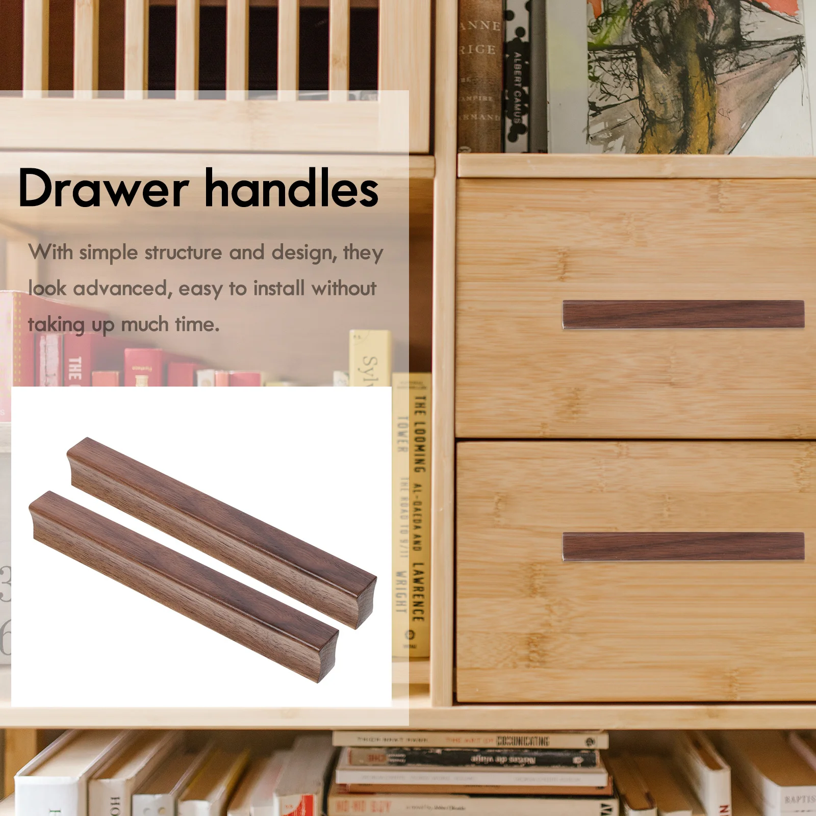 

2pcs Black Walnut Wood Handles 180MM Long 128 Holes Modern Simple Style Drawer Pulls Cabinet Furniture Hardware