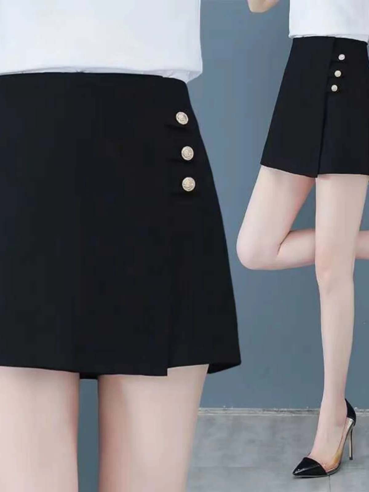 

Повседневный костюм с широкими штанинами, женские летние модные брюки с высокой талией, длина пять четвертей, корейский костюм для поездок на работу, ветровка, деталь