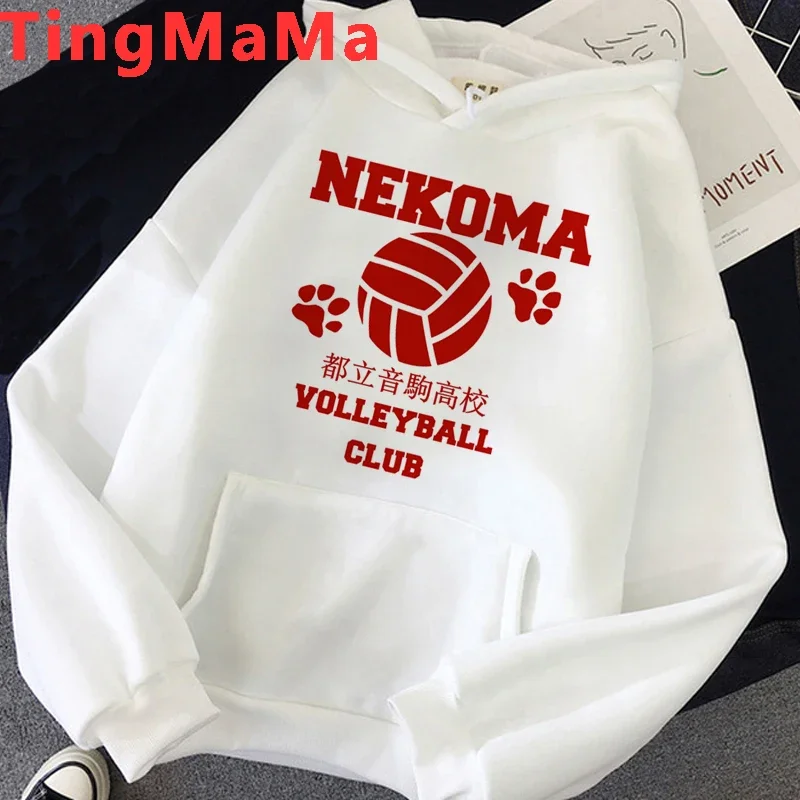 Nekoma Hoodie Volleyball Katzenpfote Anime Sport Club Ästhetisch Vintage Japanisch Schwarz Oversized Lässige Sport-Sweatshirts – Detail 16