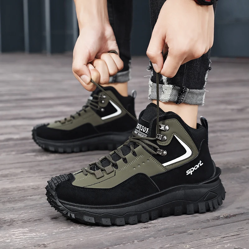 Herren-Oxford-Stiefel mit Komfort-Innenfutter, Dicken Sohlen für Zusätzliche Höhe und Langlebigkeit, Geeignet für Outdoor-Aktivitäten, Camping, Wandern und Bergsteigen – Detail 12