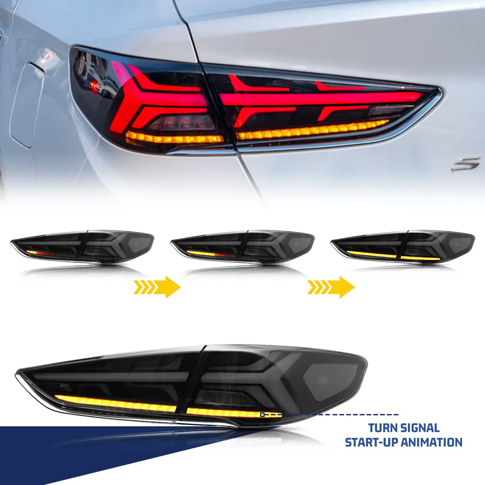 LED Tail Lights For Hyundai Sonata 2017 2018 2019 Sequential Rear Lamp Start Up Animation Turn Signal Assembly