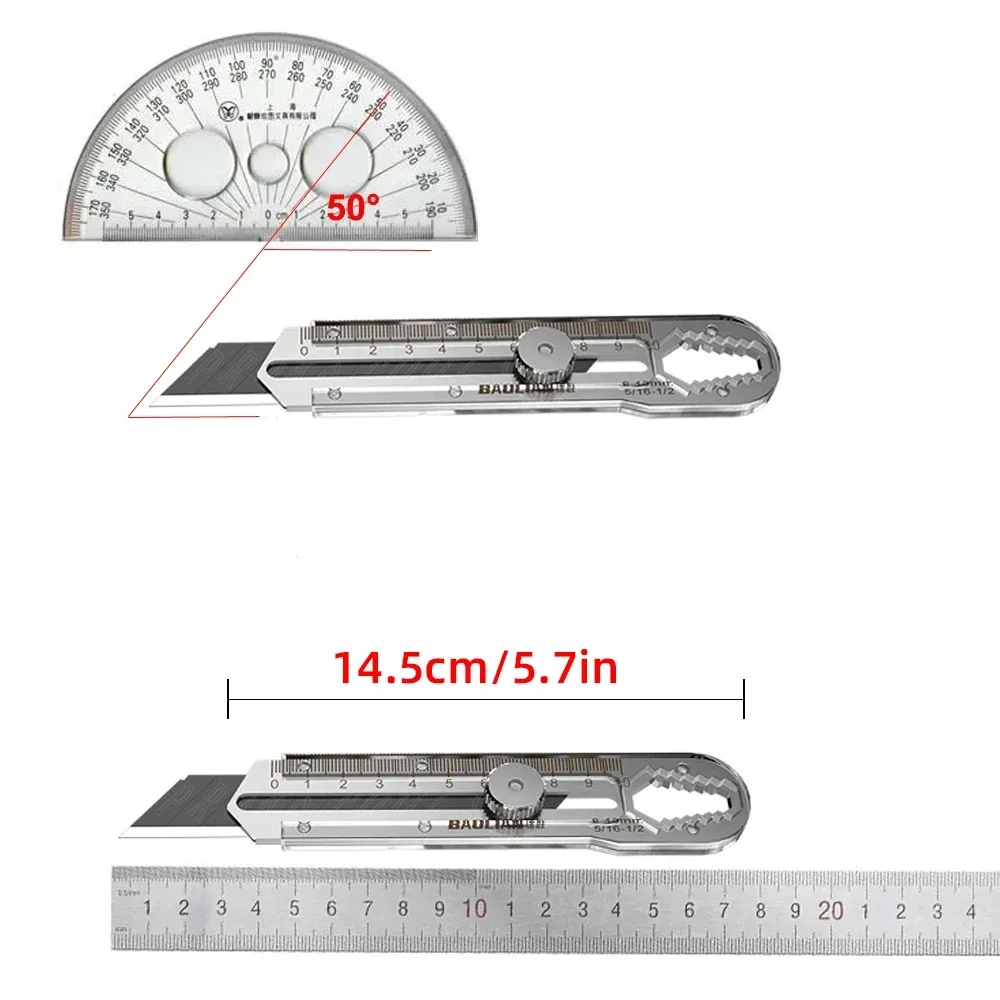 Utility Knife Box Cutter 8 In 1 Mutipurpose Stainless Steel Retractable Heavy Duty Waterproof Snap off Cutter Knife And Blades