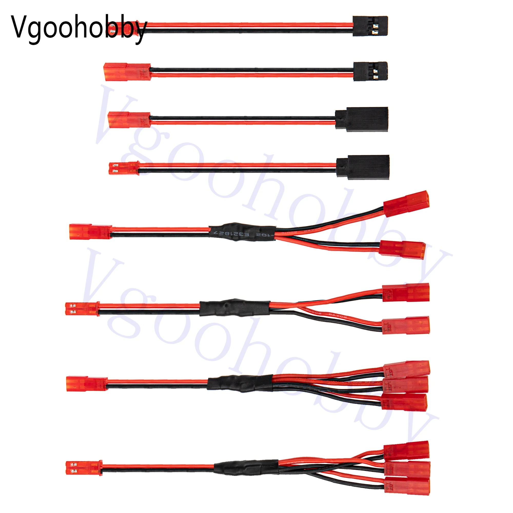 8Pcs JST Plug Y Splitter,JST to JR Male Female Wire Adapter JST Y-Harness for Traxxas TRX-4 RC Crawler Receiver  Led Lights