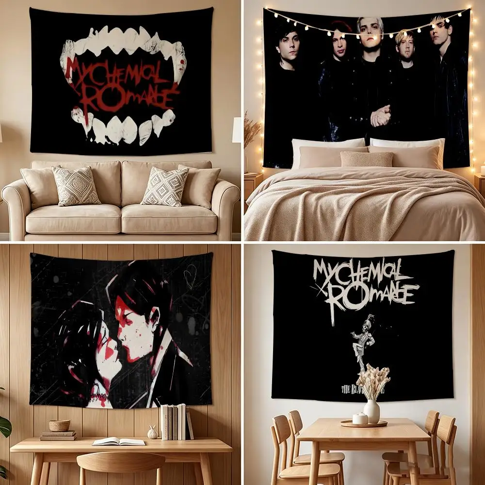 Rock Band M-My Chemical Romance Tapestry Custom Living Bedroom Party Dormitory Interior Wall Bohemian Decoration Attached Clip