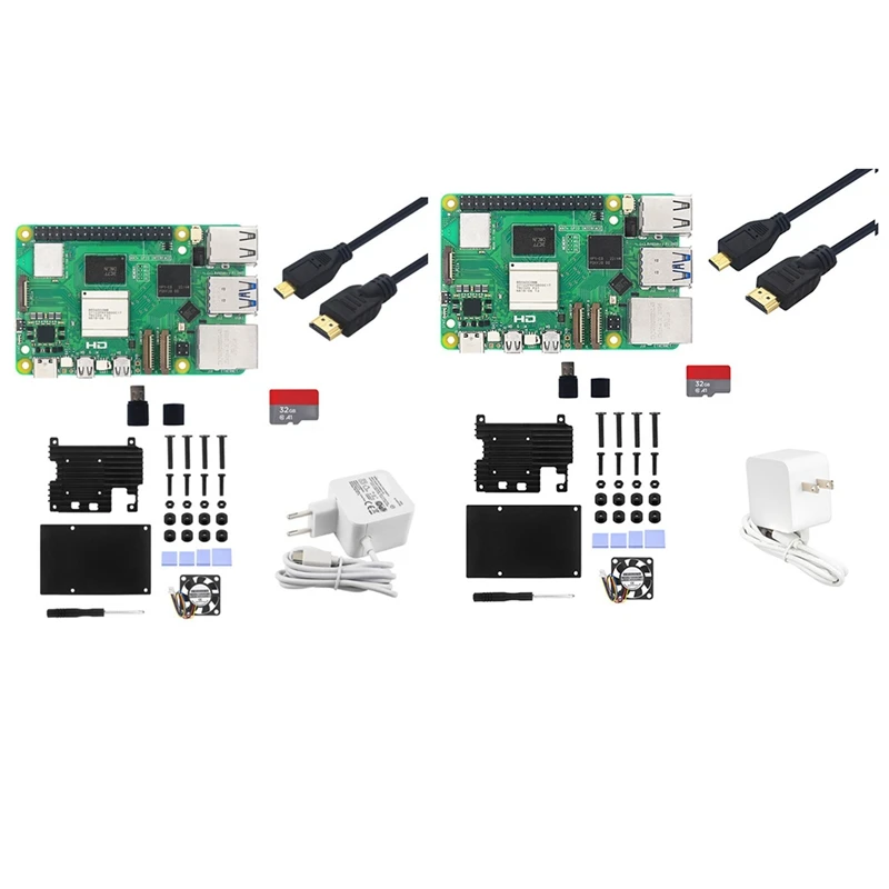 For Raspberry Pi 5 8G Development Board+Aluminum Alloy Case Kit BCM2712 2.4Ghz Videocore VII Pcie 2.0 US Plug Durable