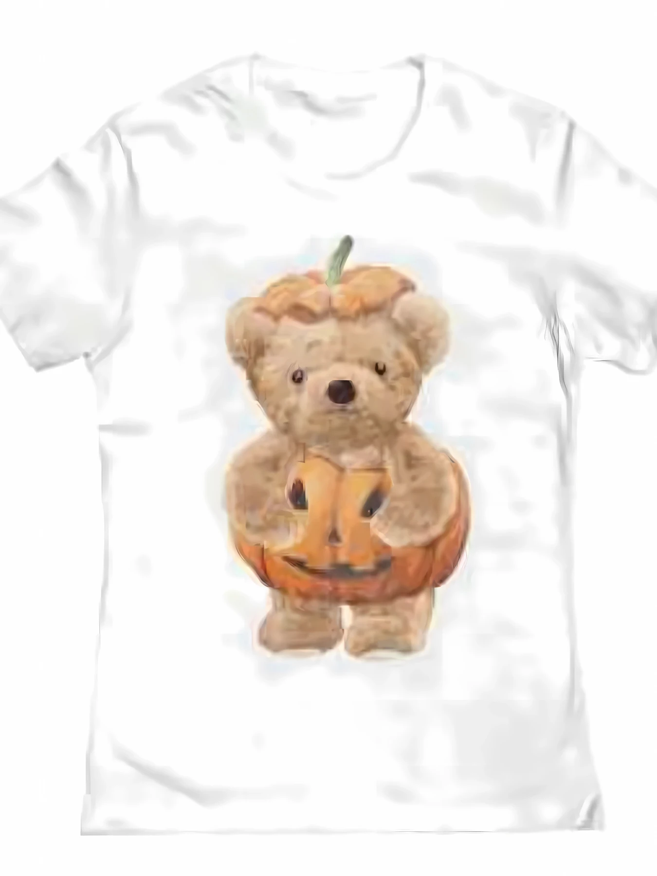 

Футболка с принтом тыквенного медведя, модный женский топ, летний женский топ с короткими рукавами