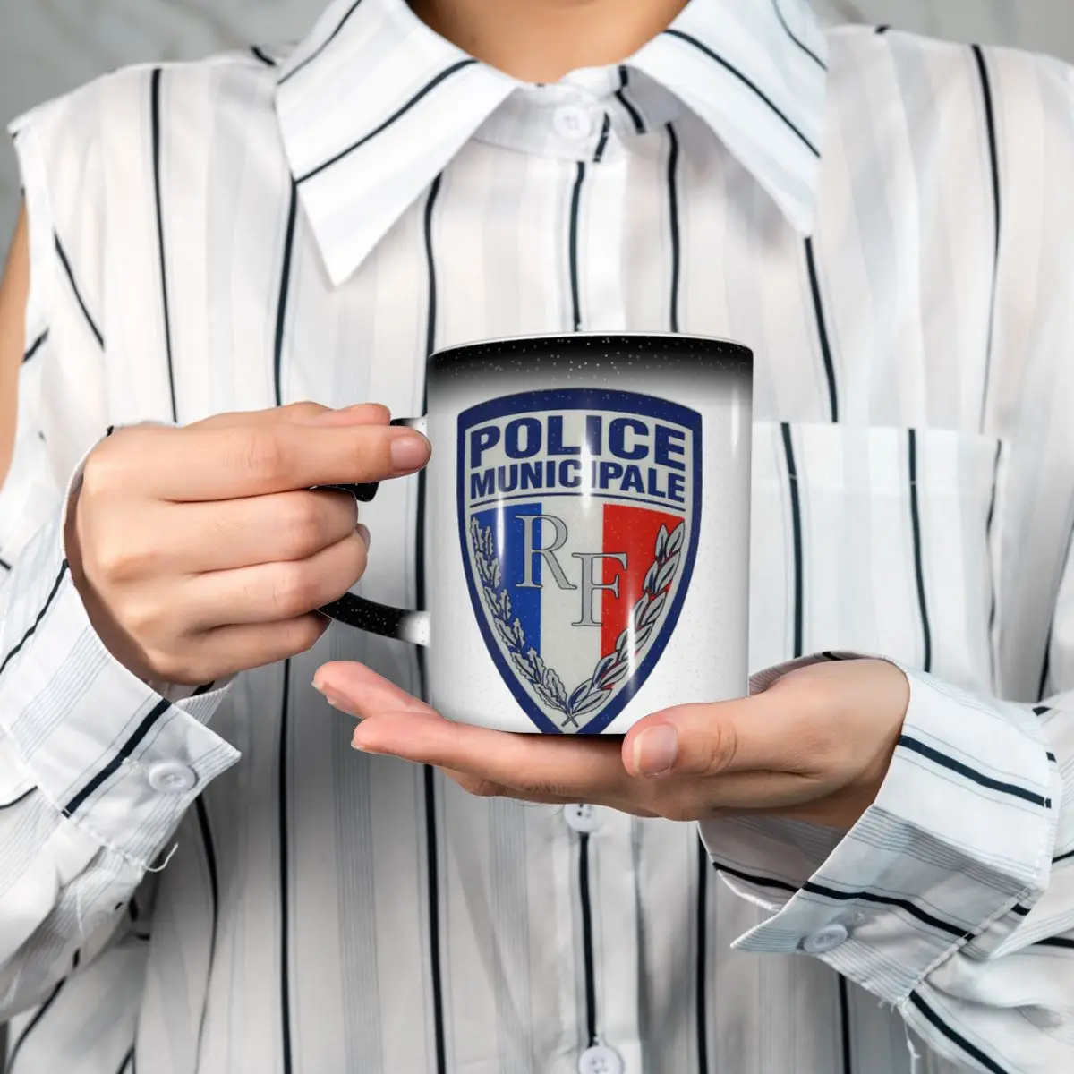 

Кружка с знаком французской муниципальной полиции, забавные керамические кофейные чашки, чайные кружки, чашка для молока, посуда для напитков, подарок для друзей
