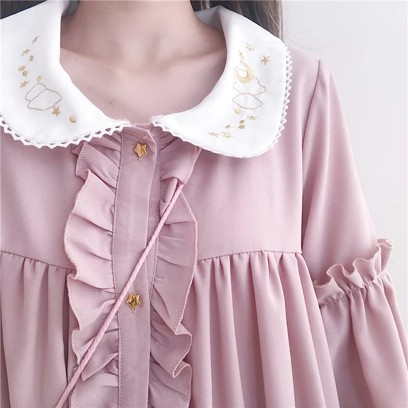 KOSAHIKI 2024 Summer Cute Dress Women Harajuku Pink Ladies Ruffle Lace Patch Kawaii Dresses Lolita Cosplay Sweet Loose Vestidos