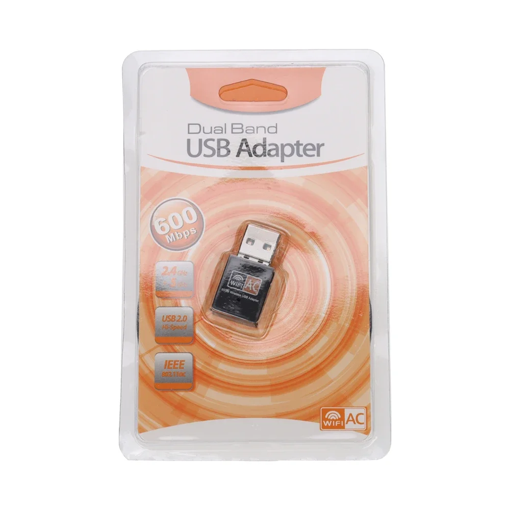 100pcs 600Mbps Dual Band USB Wifi Adapter 2.4GHz+5GHz Antenna USB Ethernet Lan WiFi Dongle Network Card